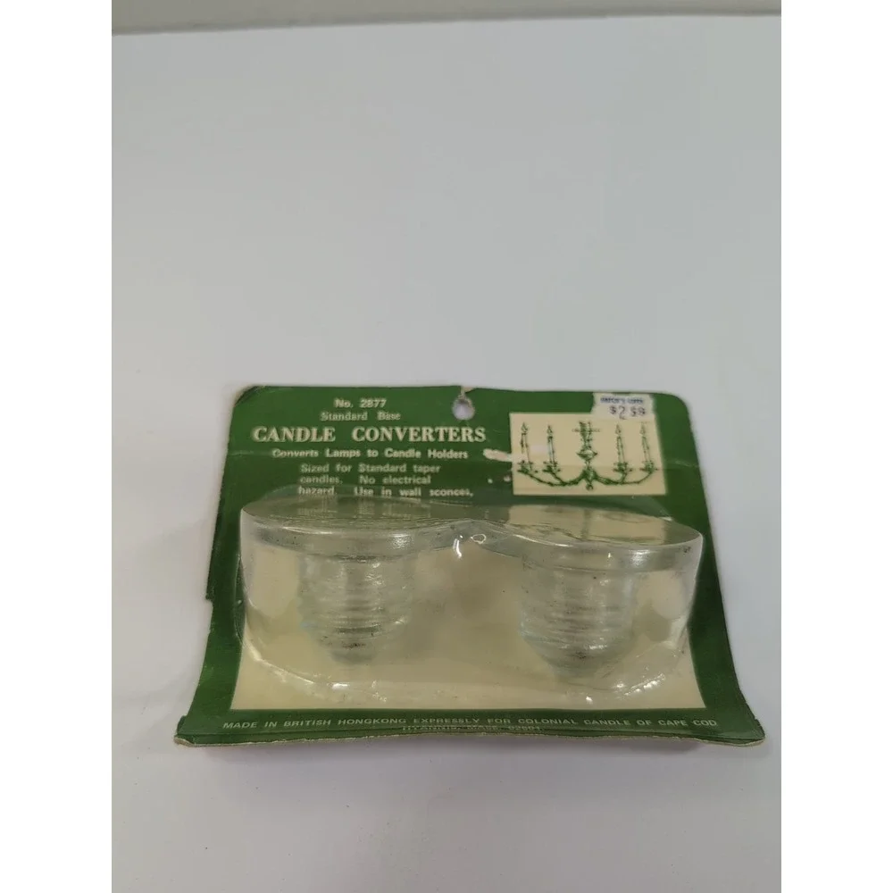 NOS Vintage Colonial Cape Cod Clear Glass Pegged Candle Holders Converters Japan